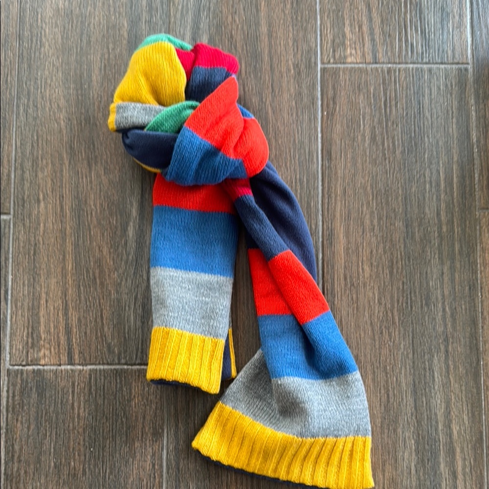 GAP Red and Blue Knit Beanie with Pom-Pom